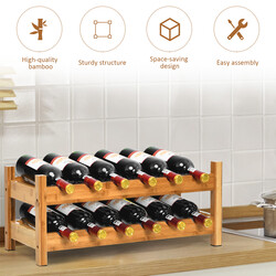 Vinstand bambus to niveau 12 flasker 62x24x25 cm