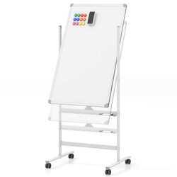 Whiteboard dobbelt‑sidet 60 x 100 cm med justerbar højde og hjul