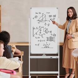 Whiteboard dobbelt‑sidet 60 x 100 cm med justerbar højde og hjul