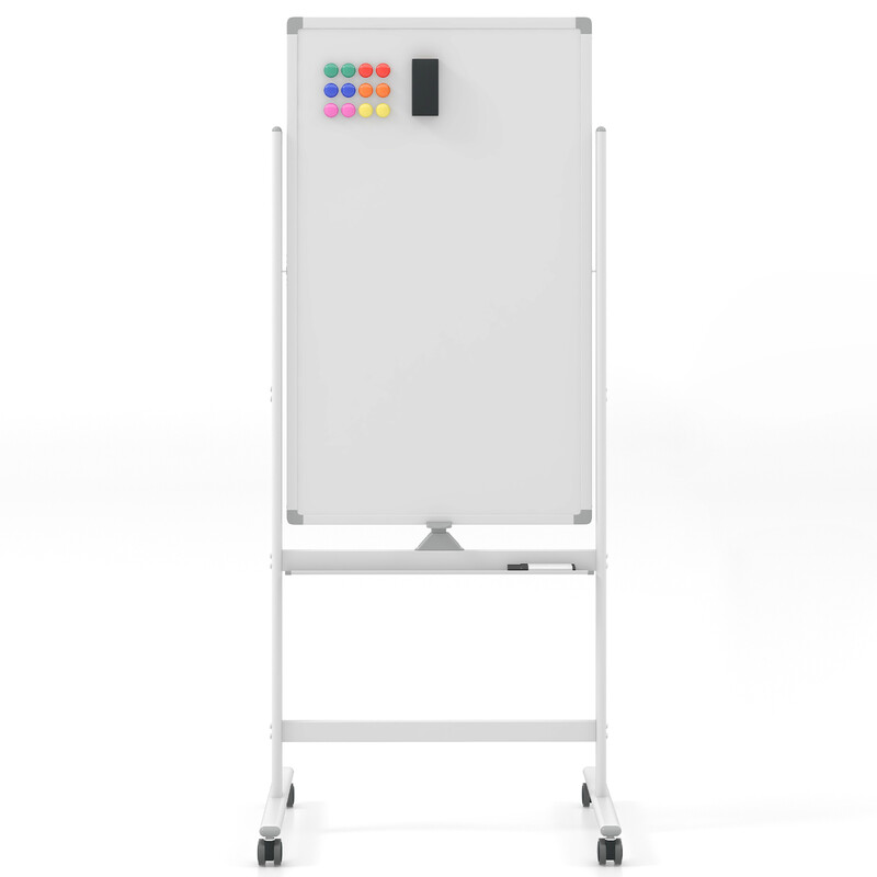 Whiteboard dobbelt‑sidet 60 x 100 cm med justerbar højde og hjul