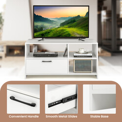 TV-bord hvid MDF 104x52 cm til 50 tommer med tre åbne rum