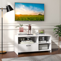 TV-bord hvid MDF 104x52 cm til 50 tommer med tre åbne rum