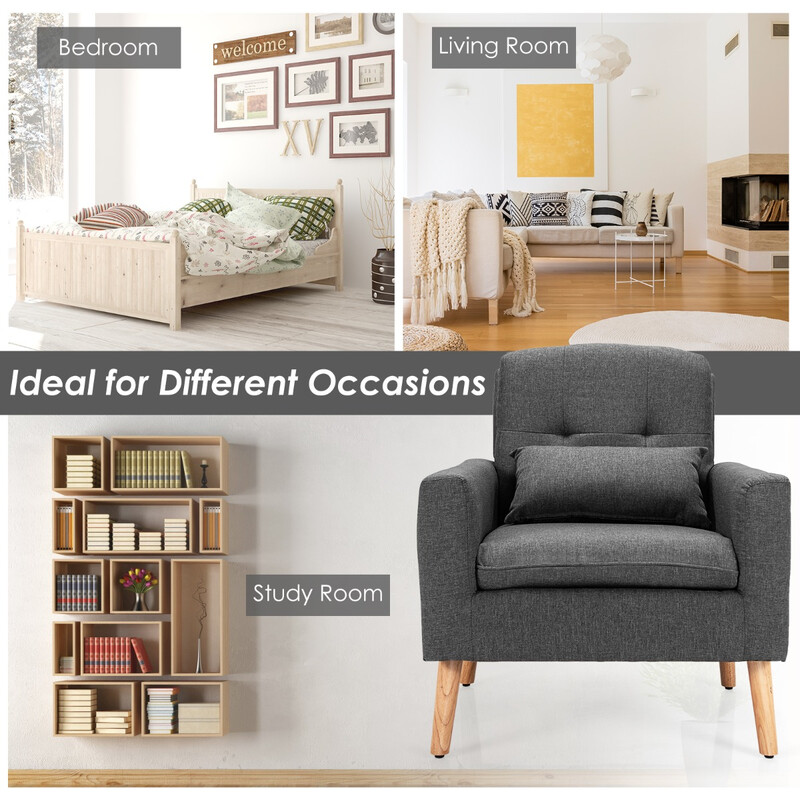 Hvilestol i grå linned med armlæn rygpude 73x77x85 cm