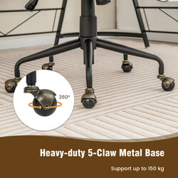 vintage beige fløjl kontorstol med armlæn justerbar højde ergonomisk