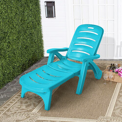 Foldbar solstol PP 5 stillinger turkis med hjul