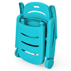 Foldbar solstol PP 5 stillinger turkis med hjul