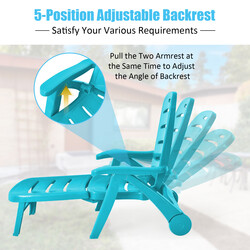 Foldbar solstol PP 5 stillinger turkis med hjul
