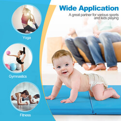 Foldbar træningsmåtte med håndtag 180 x 60 cm blå PU perlebomuld