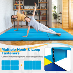Foldbar træningsmåtte med håndtag 180 x 60 cm blå PU perlebomuld