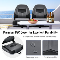 2 stk foldbare sorte bådstole med 11 cm skumgummipude