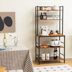 Fritstående køkkenhylde 5 hylder rustik brun med spildbeskyttelse 80x40x170 cm