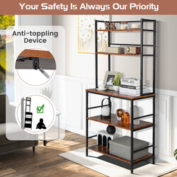 Fritstående køkkenhylde 5 hylder rustik brun med spildbeskyttelse 80x40x170 cm