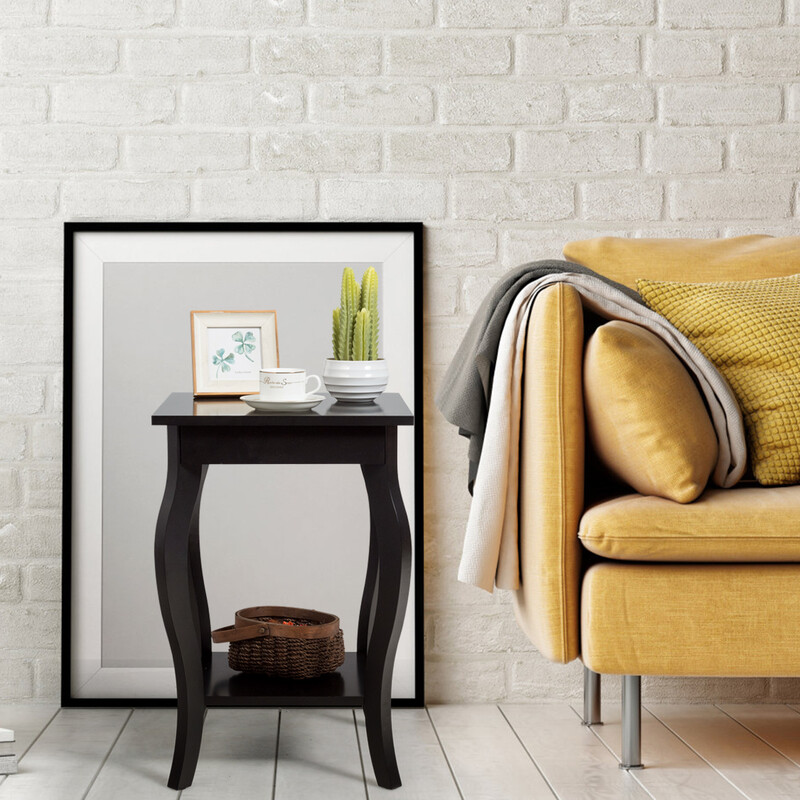 Sidobord i trækomposit 40x40x60 cm brun med to hylder