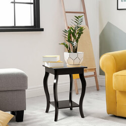 Sidobord i trækomposit 40x40x60 cm brun med to hylder