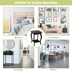 Sidobord i trækomposit 40x40x60 cm brun med to hylder