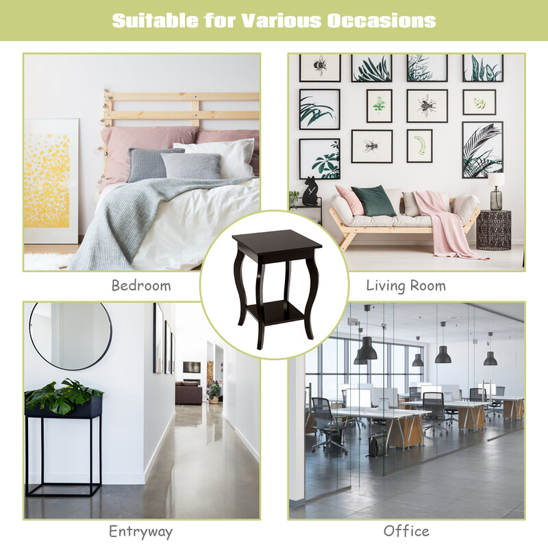 Sidobord i trækomposit 40x40x60 cm brun med to hylder