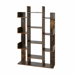 Bogreol i rustik brun træ 13 hylder 86x23