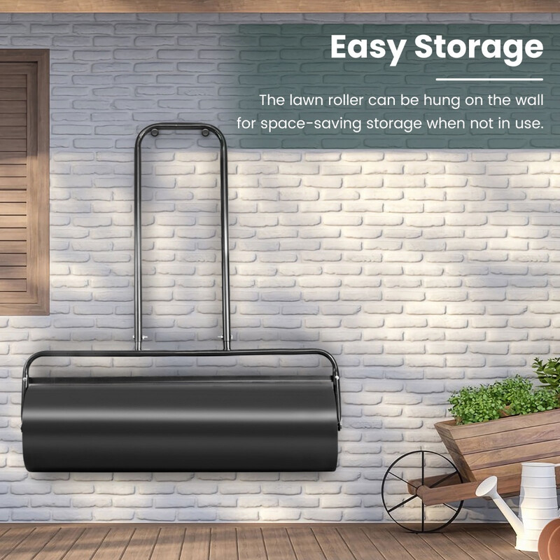 Græsvalse i stål 60 cm bred 48 l kapacitet sort ergonomisk håndtag