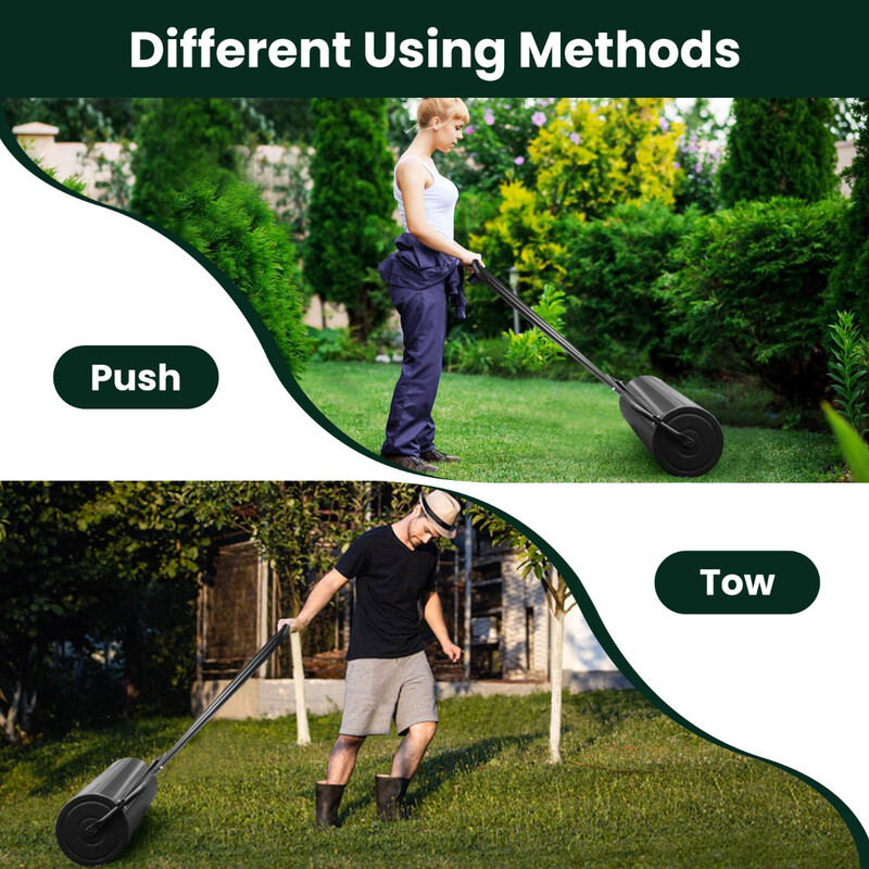 Græsvalse i stål 60 cm bred 48 l kapacitet sort ergonomisk håndtag