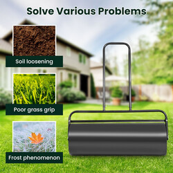 Græsvalse i stål 60 cm bred 48 l kapacitet sort ergonomisk håndtag