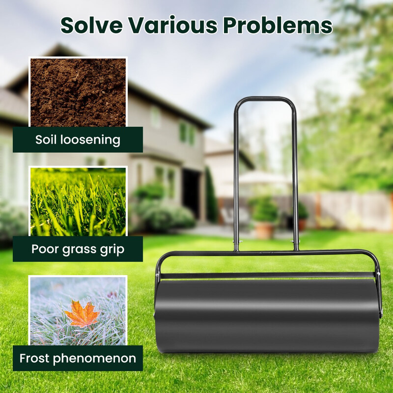 Græsvalse i stål 60 cm bred 48 l kapacitet sort ergonomisk håndtag