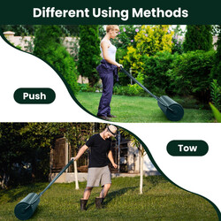 Græsrulle grøn stål 48 L kapacitet U‑formet håndtag 114x60x32 cm