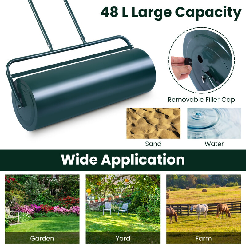 Græsrulle grøn stål 48 L kapacitet U‑formet håndtag 114x60x32 cm