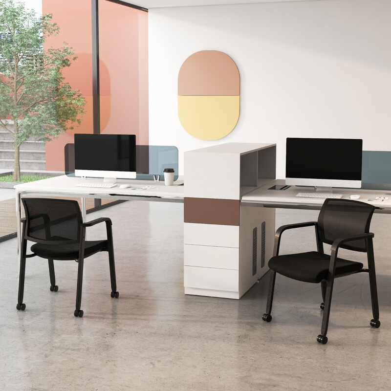 2 stk ergonomisk besøgsstol med hjul armlæn stabelbare sort