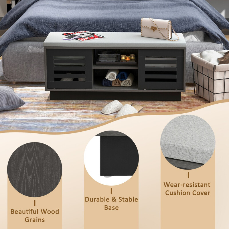 Skobænk med justerbare hylder grå MDF aluminium 99x35x46 cm 85 kg kapacitet