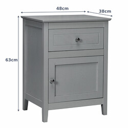 Sengebord i fyr med skuffe og dør 2-niveau 48x38x63