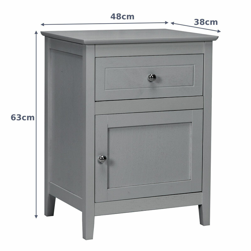 Sengebord i fyr med skuffe og dør 2-niveau 48x38x63