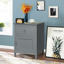 Sengebord i fyr med skuffe og dør 2-niveau 48x38x63