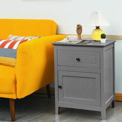 Sengebord i fyr med skuffe og dør 2-niveau 48x38x63