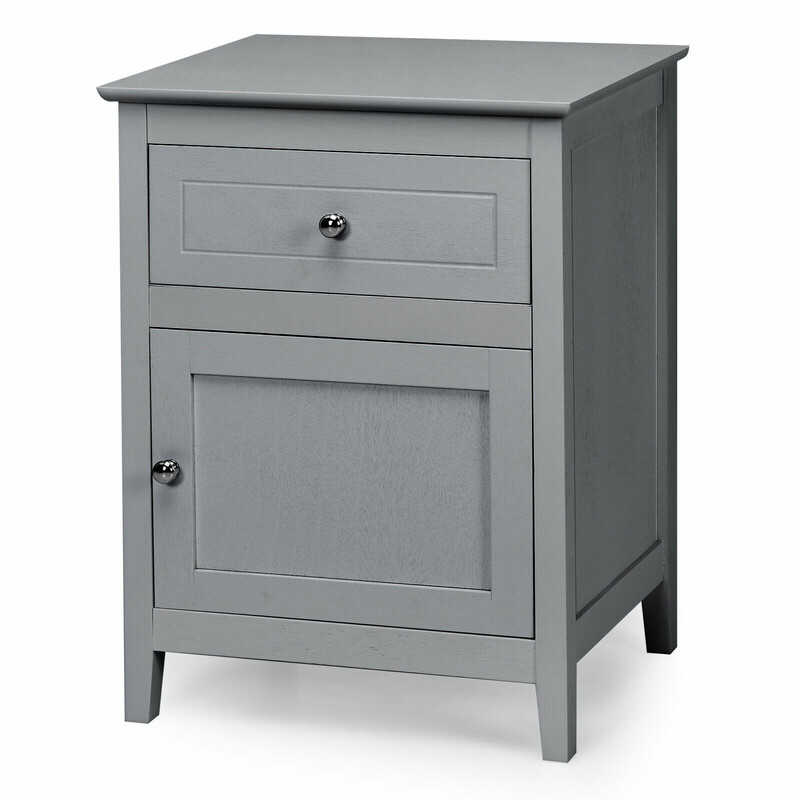 Sengebord i fyr med skuffe og dør 2-niveau 48x38x63