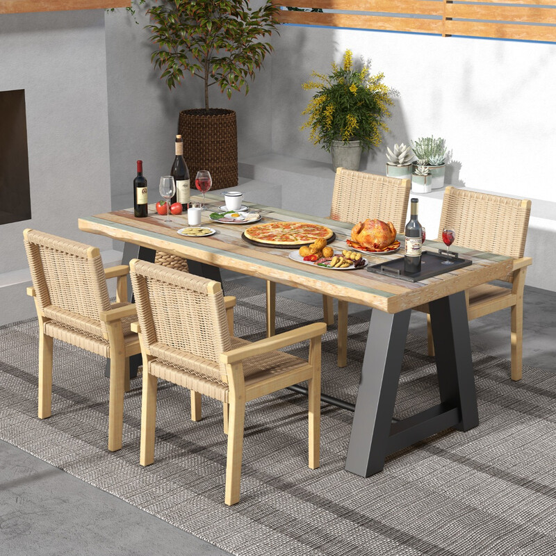 2 stk terrassestole i gummiltræ og papirreb 60x58x88 cm indendørs udendørs