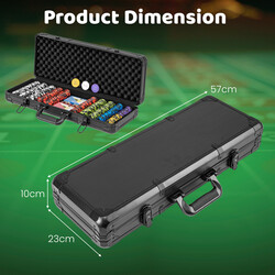 Poker sæt med 500 marker 2 kortspil 5 terninger og sort opbevaringstaske