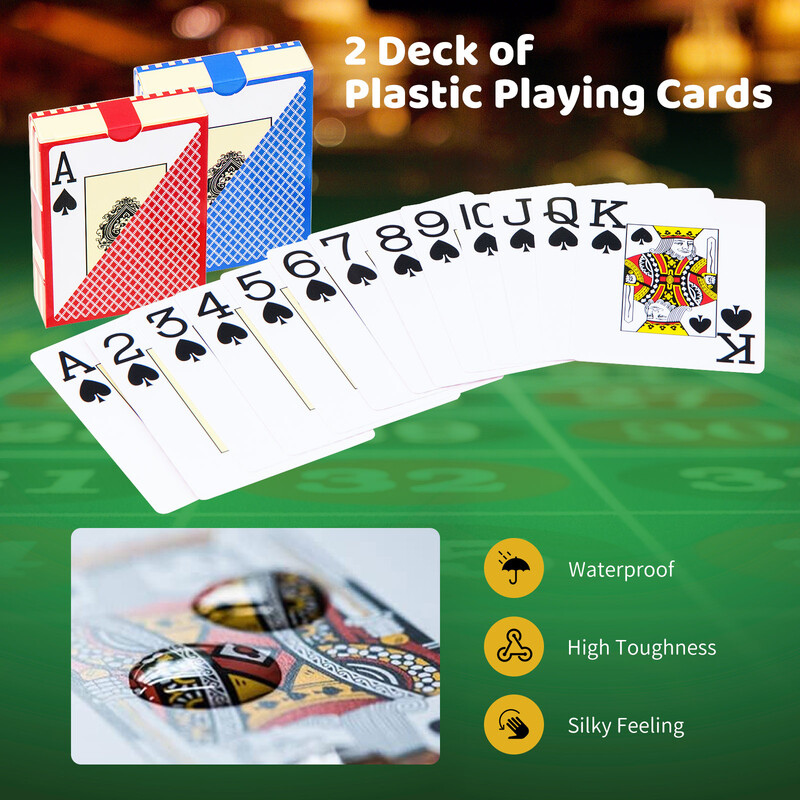 Poker sæt med 500 marker 2 kortspil 5 terninger og sort opbevaringstaske