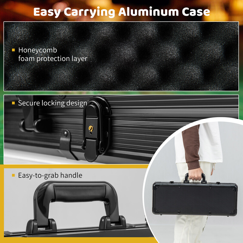 Poker sæt med 500 marker 2 kortspil 5 terninger og sort opbevaringstaske