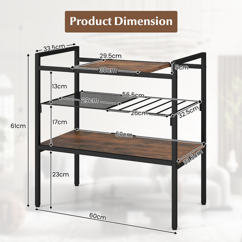 Sidebord rustik brun metalram trækomposit 60x33