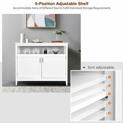 Sidebord hvid MDF 114x51x91 cm med to døre og justerbar hylde