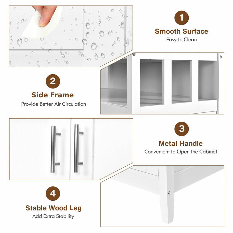 Sidebord hvid MDF 114x51x91 cm med to døre og justerbar hylde