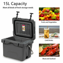 Køletaske 15 liter PE PU grå med håndtag og 2 flaskeholdere