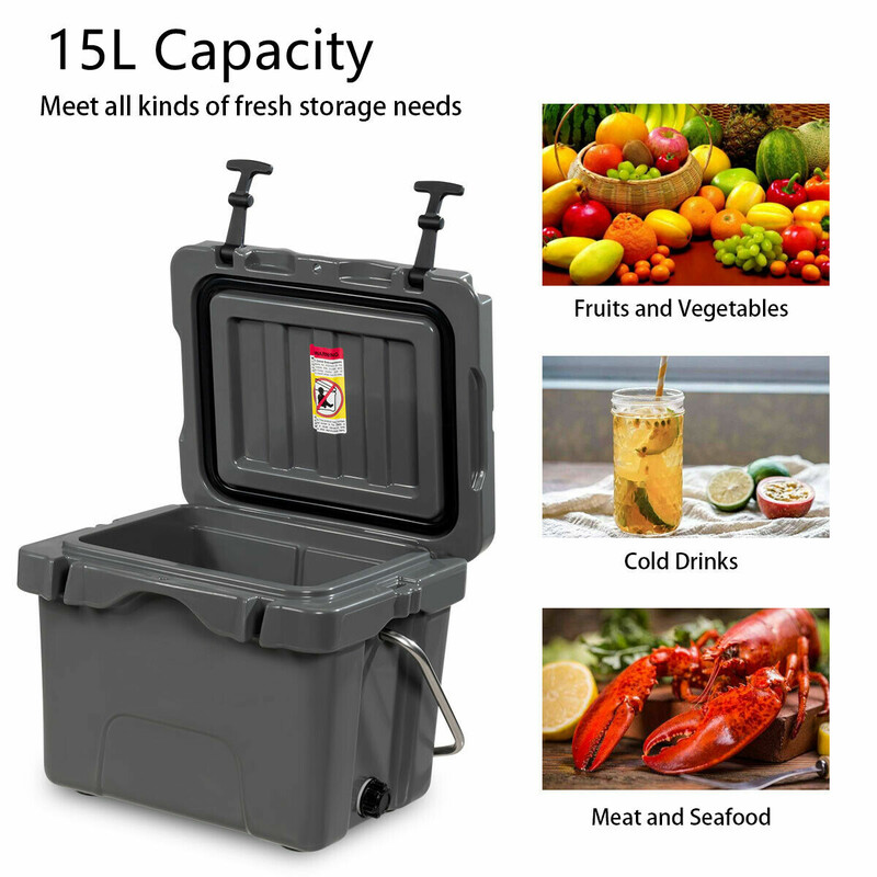 Køletaske 15 liter PE PU grå med håndtag og 2 flaskeholdere