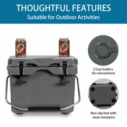 Køletaske 15 liter PE PU grå med håndtag og 2 flaskeholdere