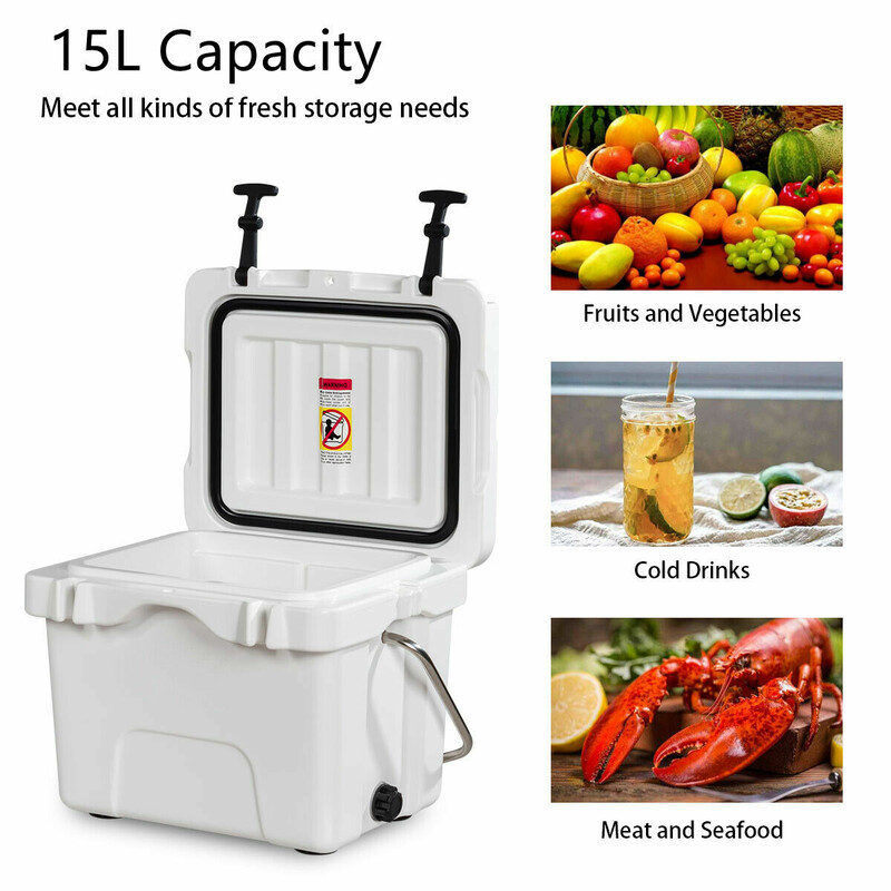 Køleboks 15 liter hvid PE PU med håndtag og 2 flaskeholdere