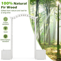 Træportal i gran hvid 183x42x200 cm to plantekasser klatreplanter