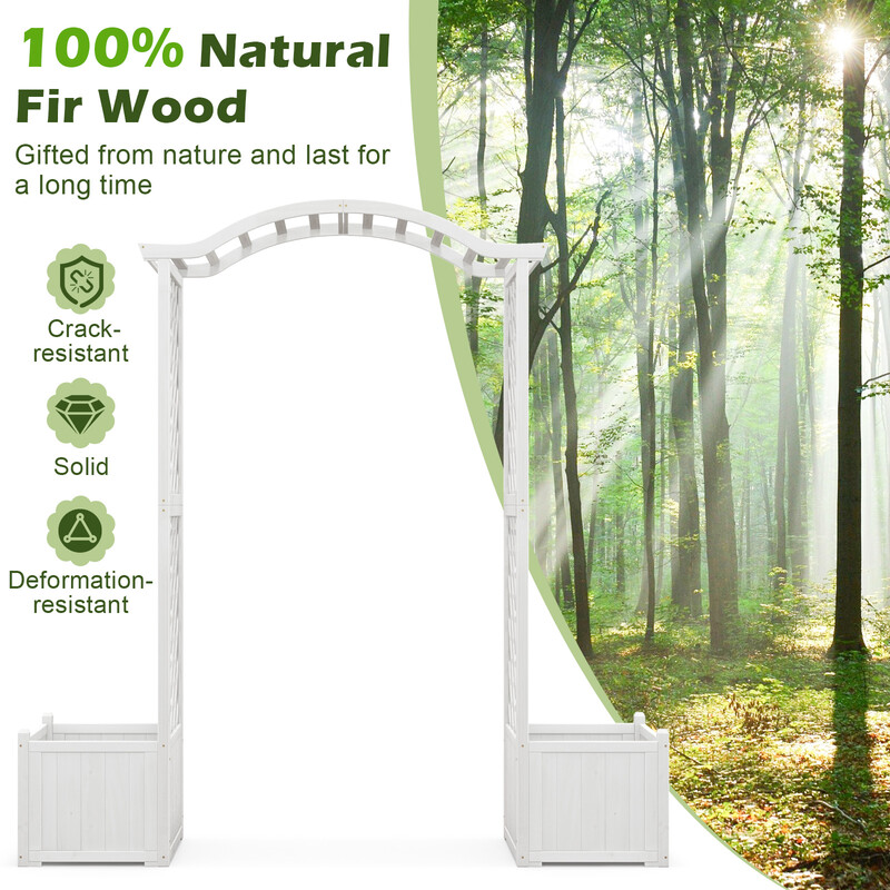 Træportal i gran hvid 183x42x200 cm to plantekasser klatreplanter