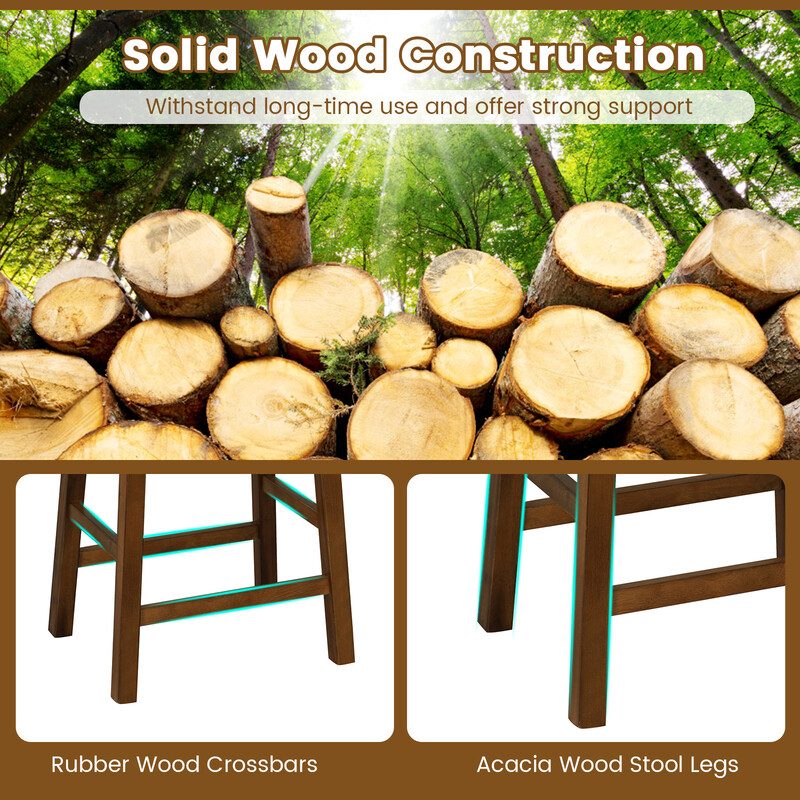 2-pak ergonomiske barstole træ PU-læder med fodstøtte 44x35x65 cm