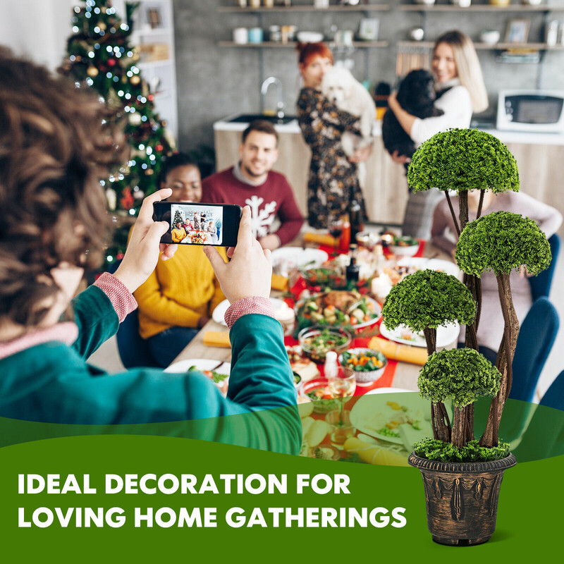 Kunstig kuglecypres 90 cm PE PVC cement indendørs udendørs