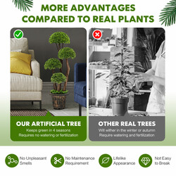 Kunstig kuglecypres 90 cm PE PVC cement indendørs udendørs